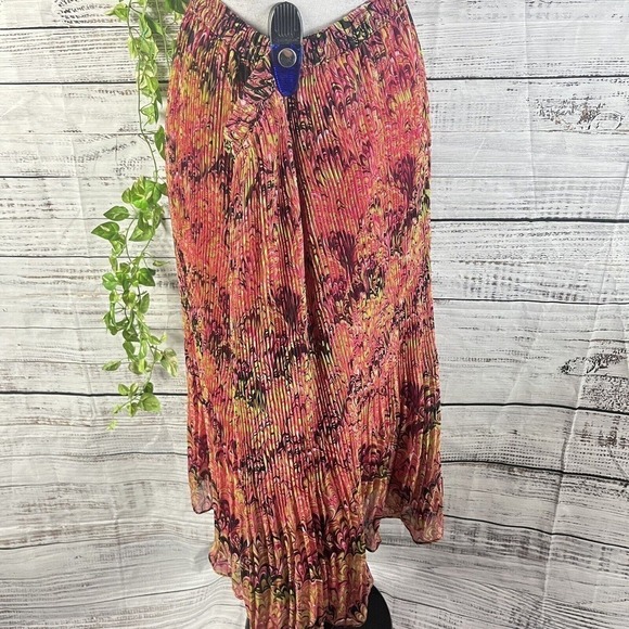 Krazy Kat Skirt size XXL Pink Green Paisley Pleated Sheer Midi Modest Boho - Picture 12 of 13